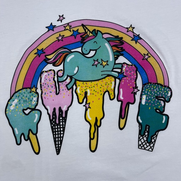 🦄YFL Reserved Unicorn "Cutie" Shirt Sleeve Casual Graphic Tee🦄 - Picture 6 of 7
